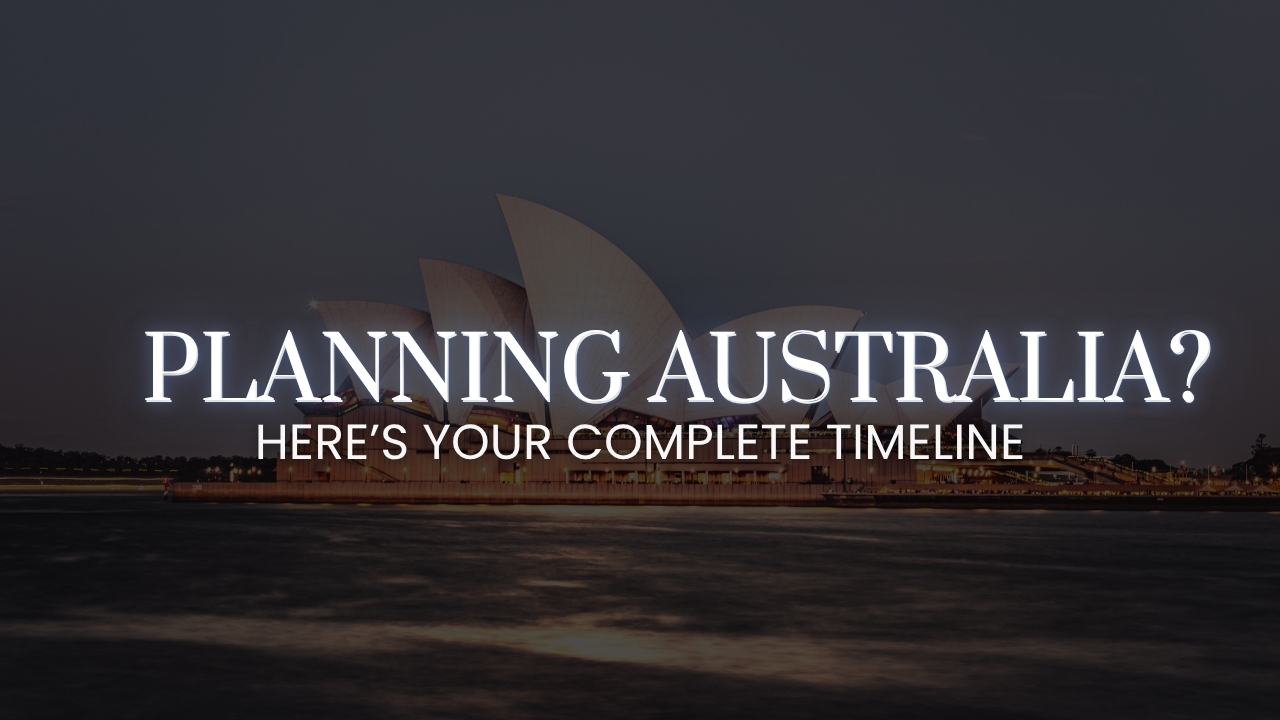 Australia planning timeline blog cover with Sydney Opera House