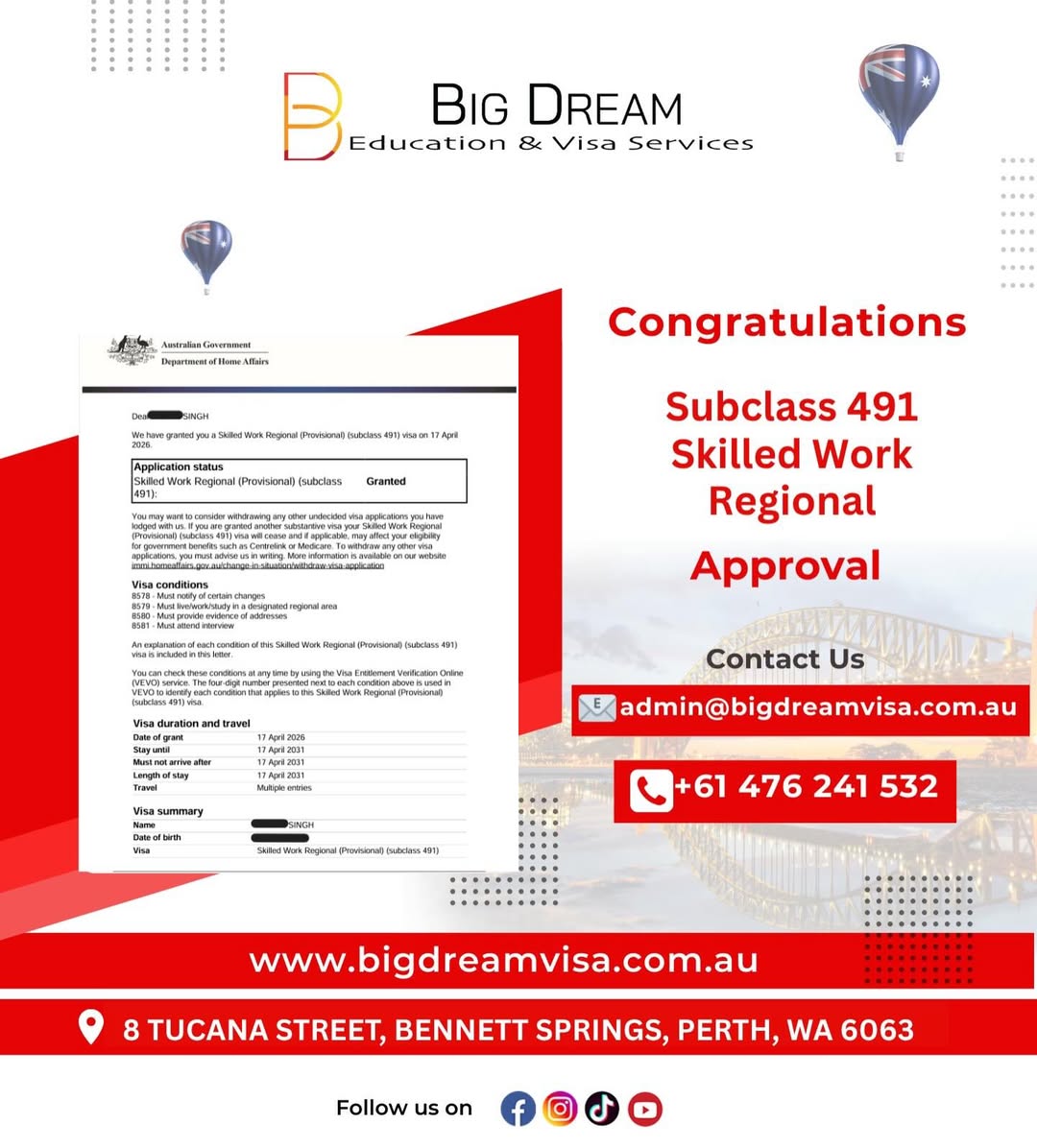 Settlement journey visual for Big Dream Education & Visa Services