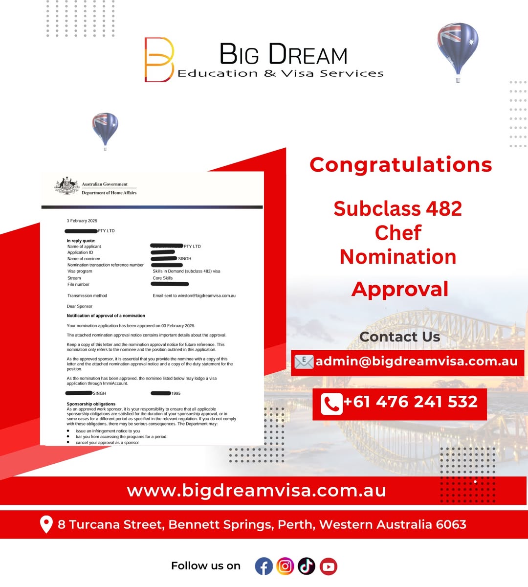 Permanent residency milestone visual for Big Dream Education & Visa Services